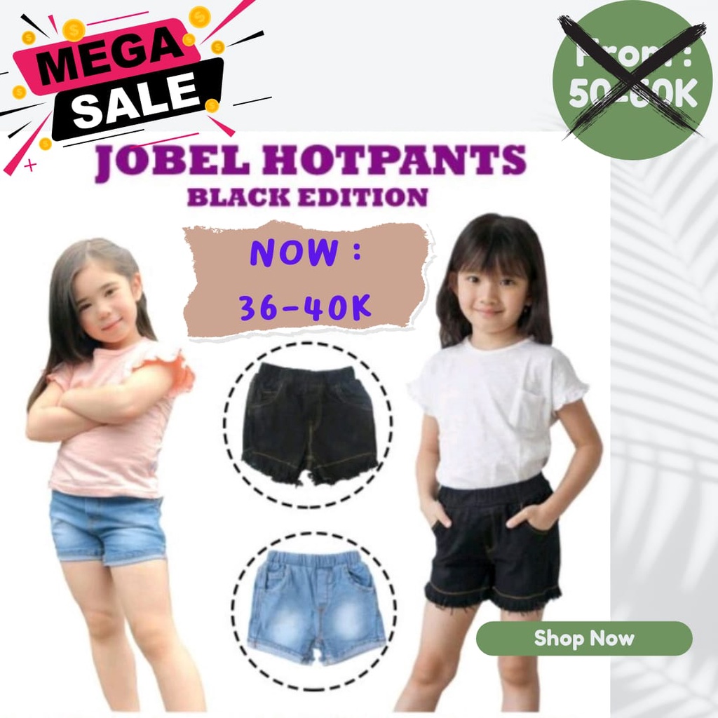 12.12 SALE 1pcs Jobel Jeans Denim Anak Hotpants - Black / Blue edition (0 sd 5 tahun) CBKS