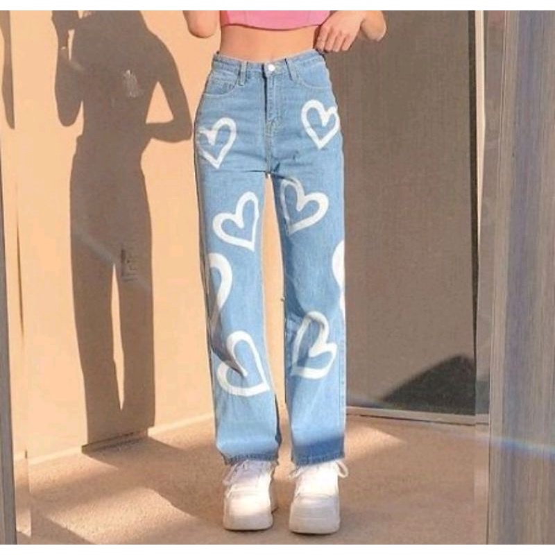 CELANA KULOT JEANS HIGHWAIST PUTIH LOVE