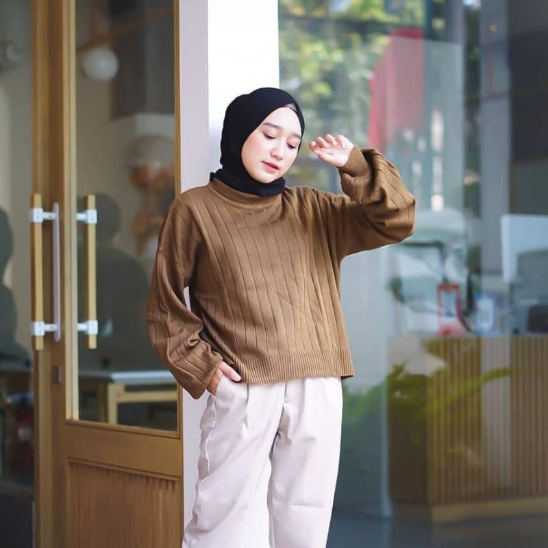 BISA COD  SWEATER   RAJUT ARSYLAH  KERAH TINGGI BEST SELLER