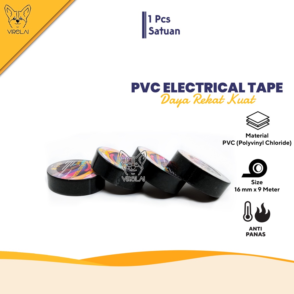PVC Electrical Tape / Isolasi Kabel Listrik 16 mm x 9 m Anti Panas [M-ONE]