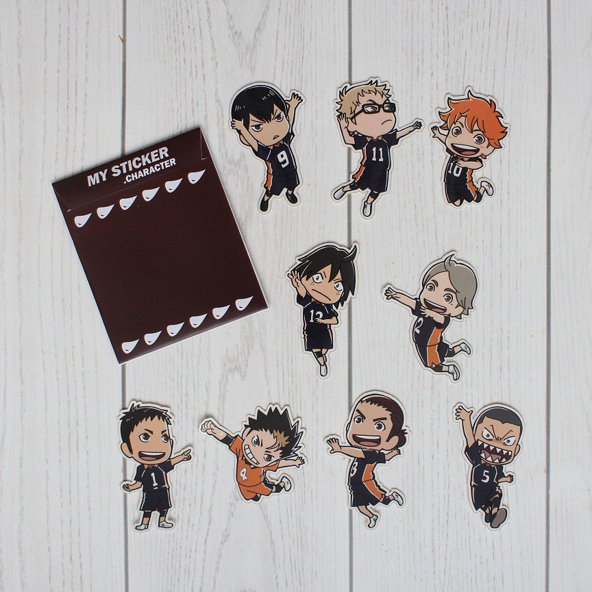 Sticker Anime Terlengkap - Stiker Haikyuu Kode 2 - 1set isi 9