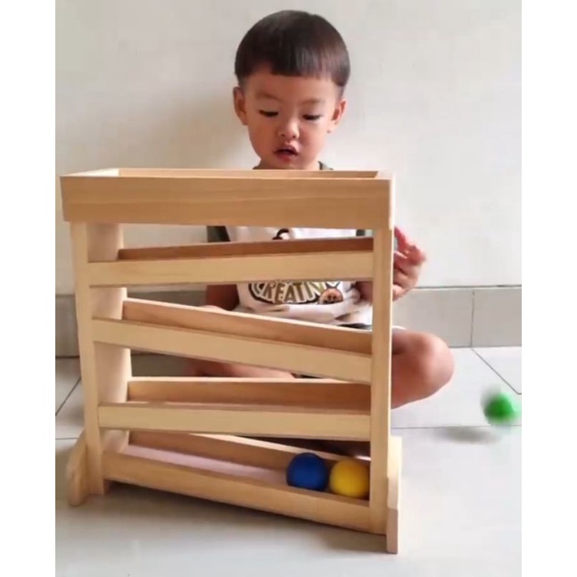 Ball Tracker Montessori Wooden Toys Mainan Kayu Edukasi Baby