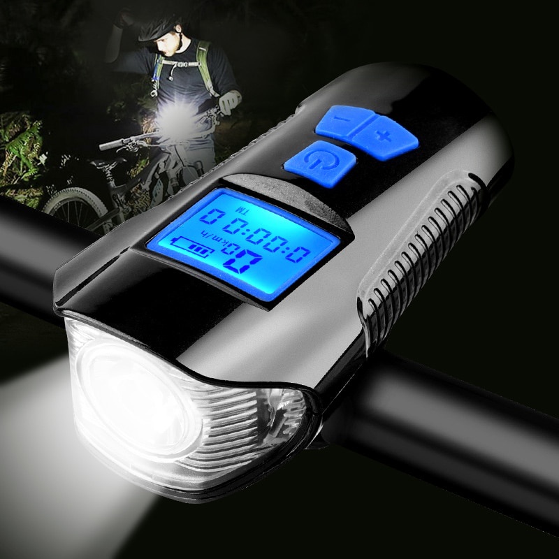 TaffSPORT Lampu Klakson Sepeda LCD Screen Waterproof + Speedometer