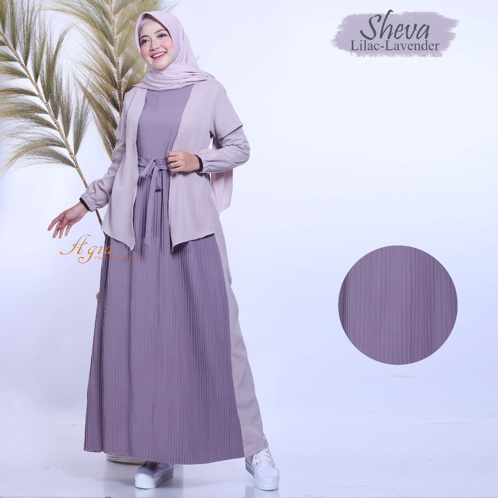 SHEVA BY AGIAHIJAB GAMIS / DRESS ORI NEW PAKAIAN WANITA PLISKET TERMURAH SHOPEE MALL RUMAHZAHIRAH