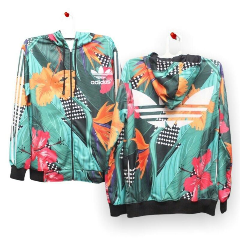 JAKET TRACKTOP ADDIDAS MIRROR FULL PRINTING MOTIF BUNGA | JAKET