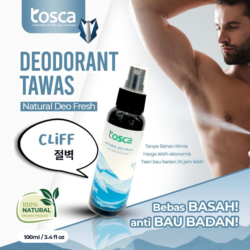 Natural Deodorant Spray Tosca Deo Fresh Man 100ml Deodorant Tawas Cair Khusus Pria Ampuh Hilangkan Bau Badan