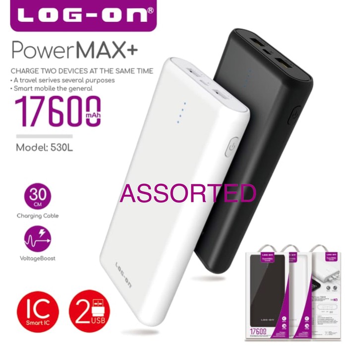 POWER BANK PB LOG ON POWERMAX+ 17600MAH 530L SMART IC 2USB