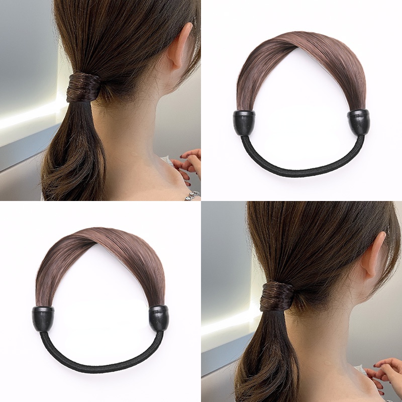 Wig Imitasi Tali Rambut Elastis Tinggi Hiasan Rambut Korea