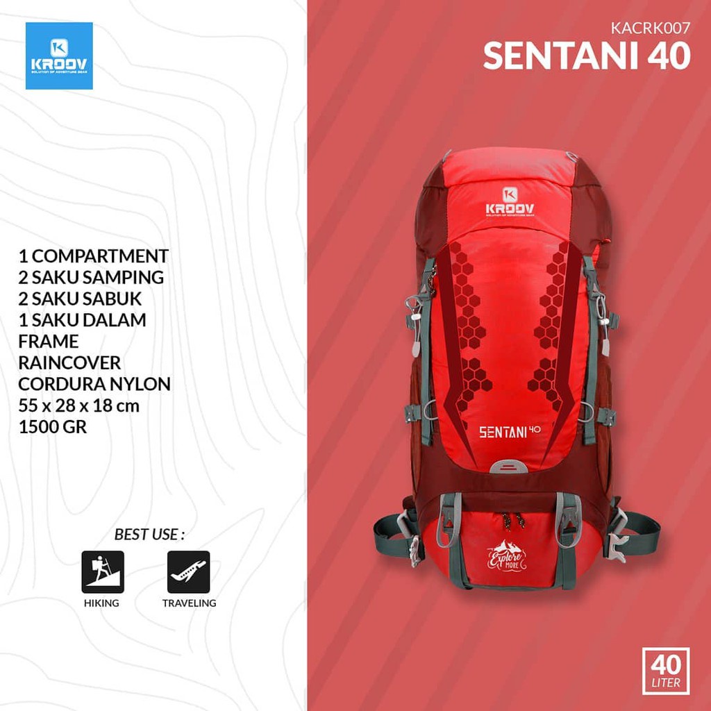 Tas Gunung Carrier KROOV Sentani 40 Liter