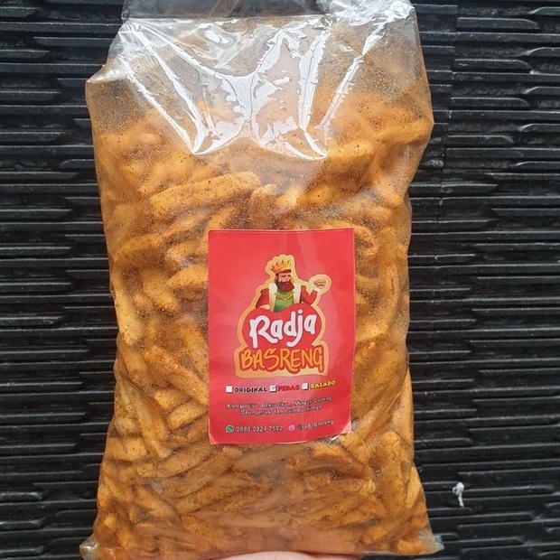Radja Basreng Stik 1000 Gram / 1 Kg Baso Goreng Pedas Original Asin Dengan Daun Jeruk
