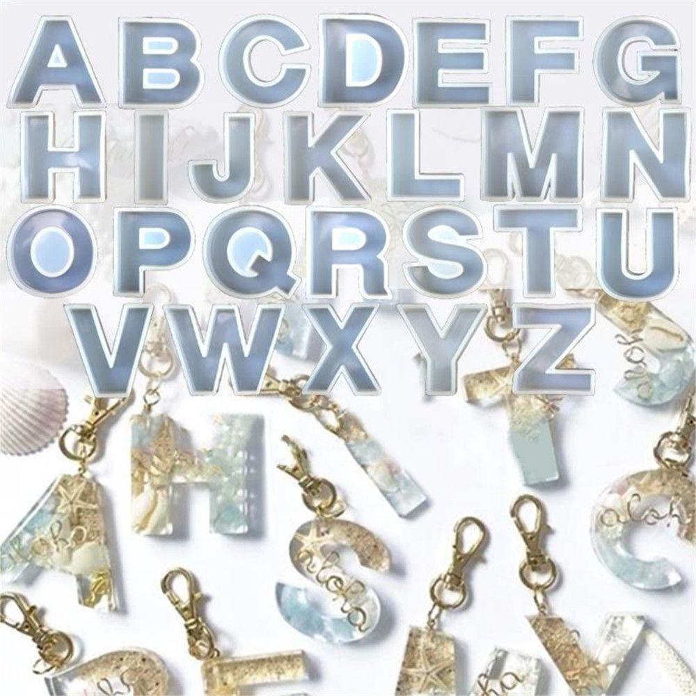Top A-Z Cetakan Resin Liontin Alfabet Kristal Alat Membuat Perhiasan