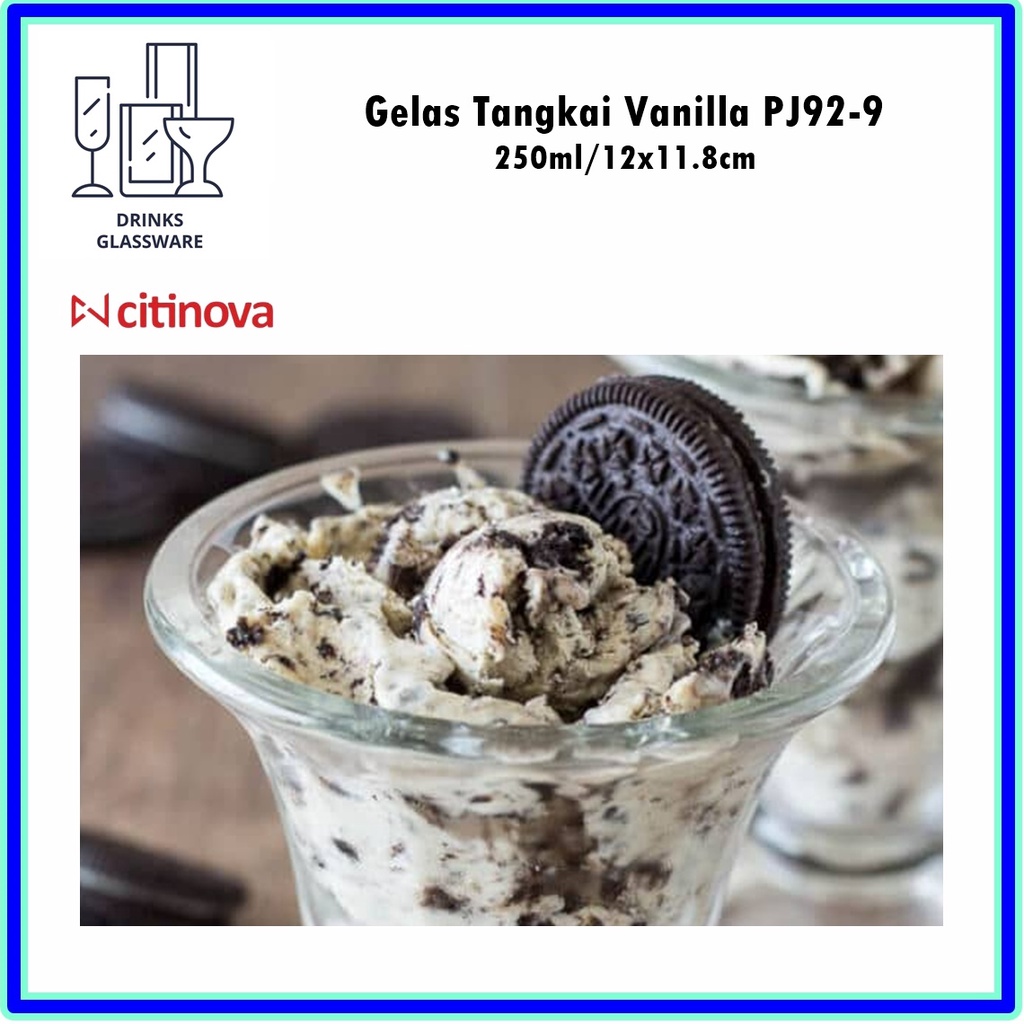 [1pcs] Gelas Tangkai Vanilla/Gelas Kaki PJ92-9 CITINOVA Vanilla 250ml