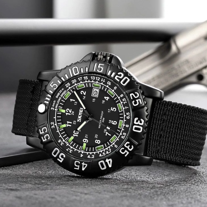 SKMEI 9281 Jam Tangan Pria Analog Luminous Tali Nilon Sport Watch WATCHKITE WKOS