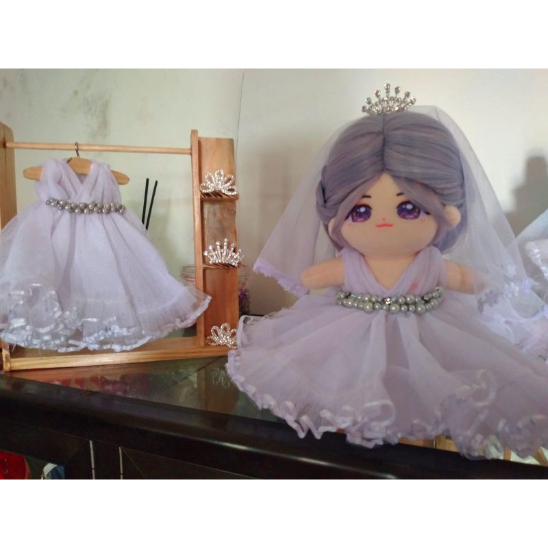 Clothes doll, Wedding dress for doll 20cm