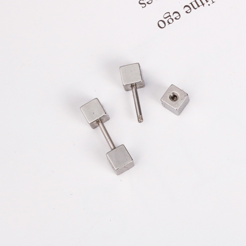 Anting Bentuk Barbel Bahan Stainless Steel Gaya Hip Hop Untuk Pria