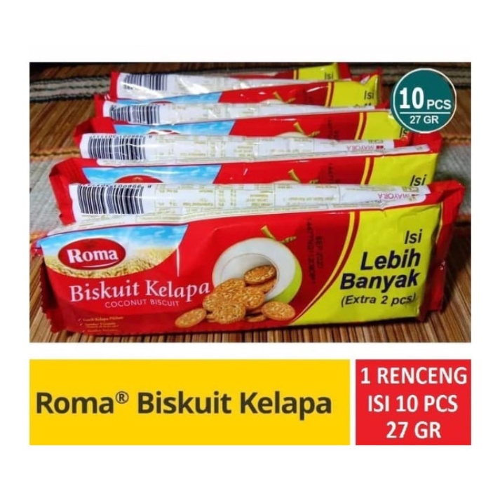 

Biskuit Roma Kelapa @27 Gr - 1 RENCENG isi 10