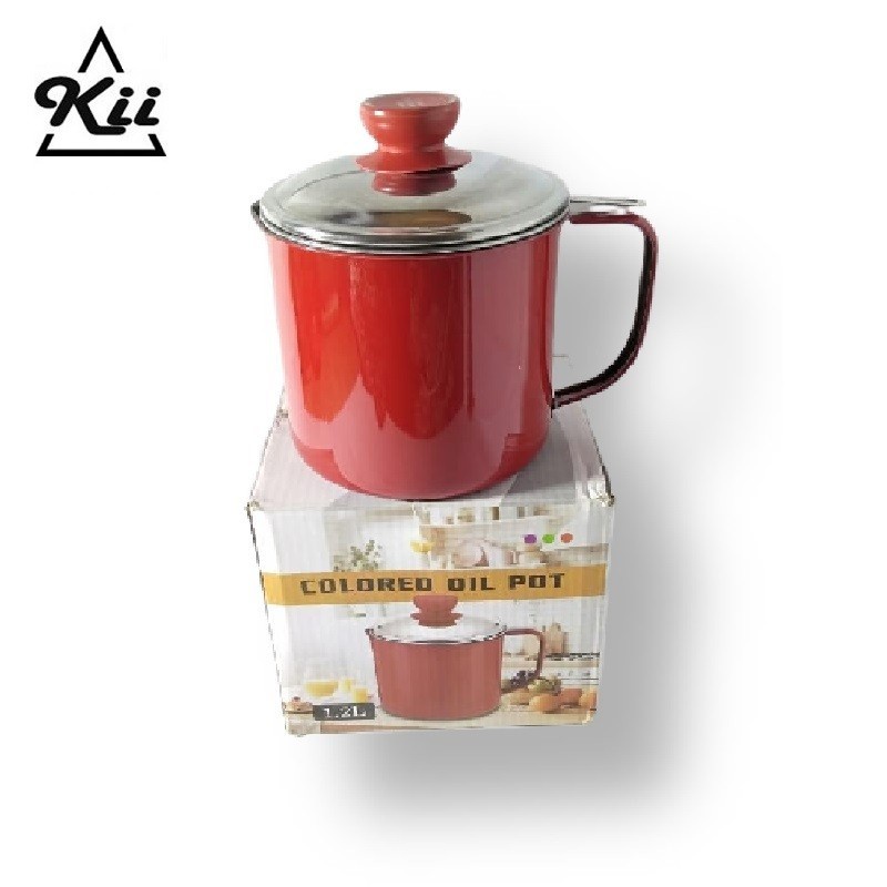 Tempat Saring Minyak Stainless Colored - Stainless Oil Pot 1200ml