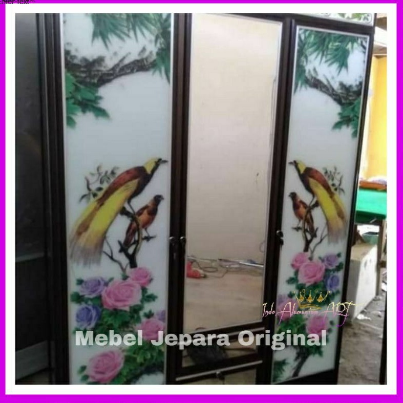 Lemari Gantung / Lipat Lemari Pakaian Kaca Pintu 3 Bahan Almunium