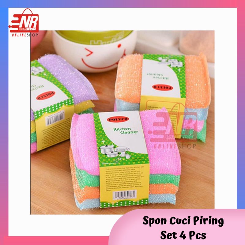 Spon Cuci Piring / Spons Cuci Piring Set 4 Pcs / Busa Cuci Piring / Spon Sabut Cuci Piring / Spon Busa Cuci Piring