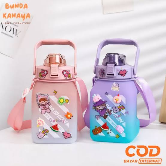 BOTOL Minum GEMOY KOTAK VIRAL 1300 ML FREE STIKER 2D DAN 3D FREE TALI