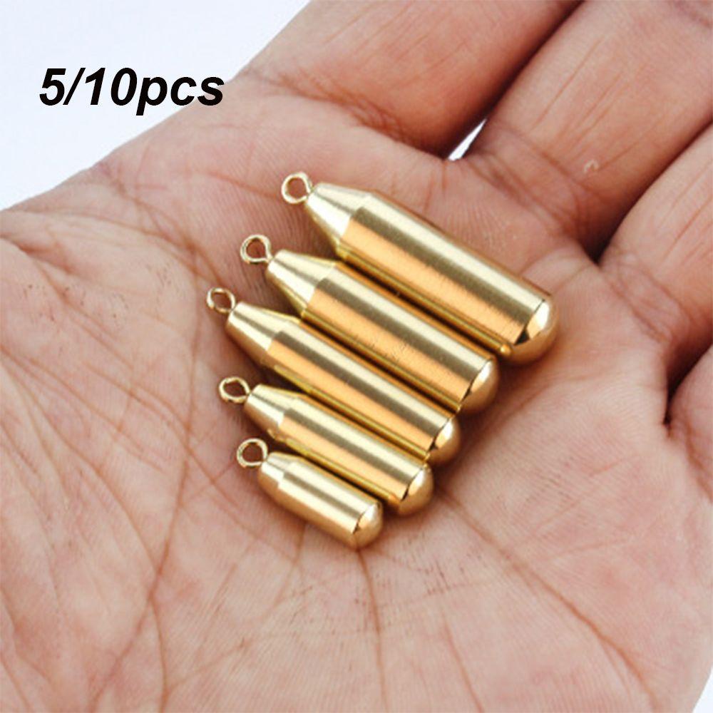 Chookyy 5/10Pcs Tembaga Pancing Timbal Jatuh Split Tajam Tambahan Garis Berat Sinkers Sinker