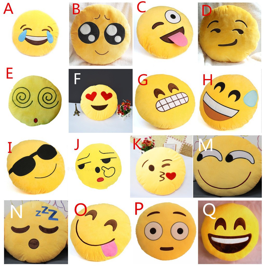 Dekorasi Rumah 1pc Bantal Boneka Plush Lembut Bentuk Emoji Lucu