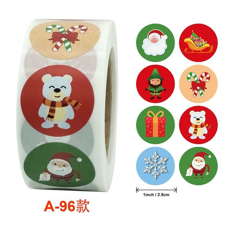 500 stiker/Roll anak stiker Natal liburan hadiah buatan tangan menyelesaikan stiker TK hadiah hadiah