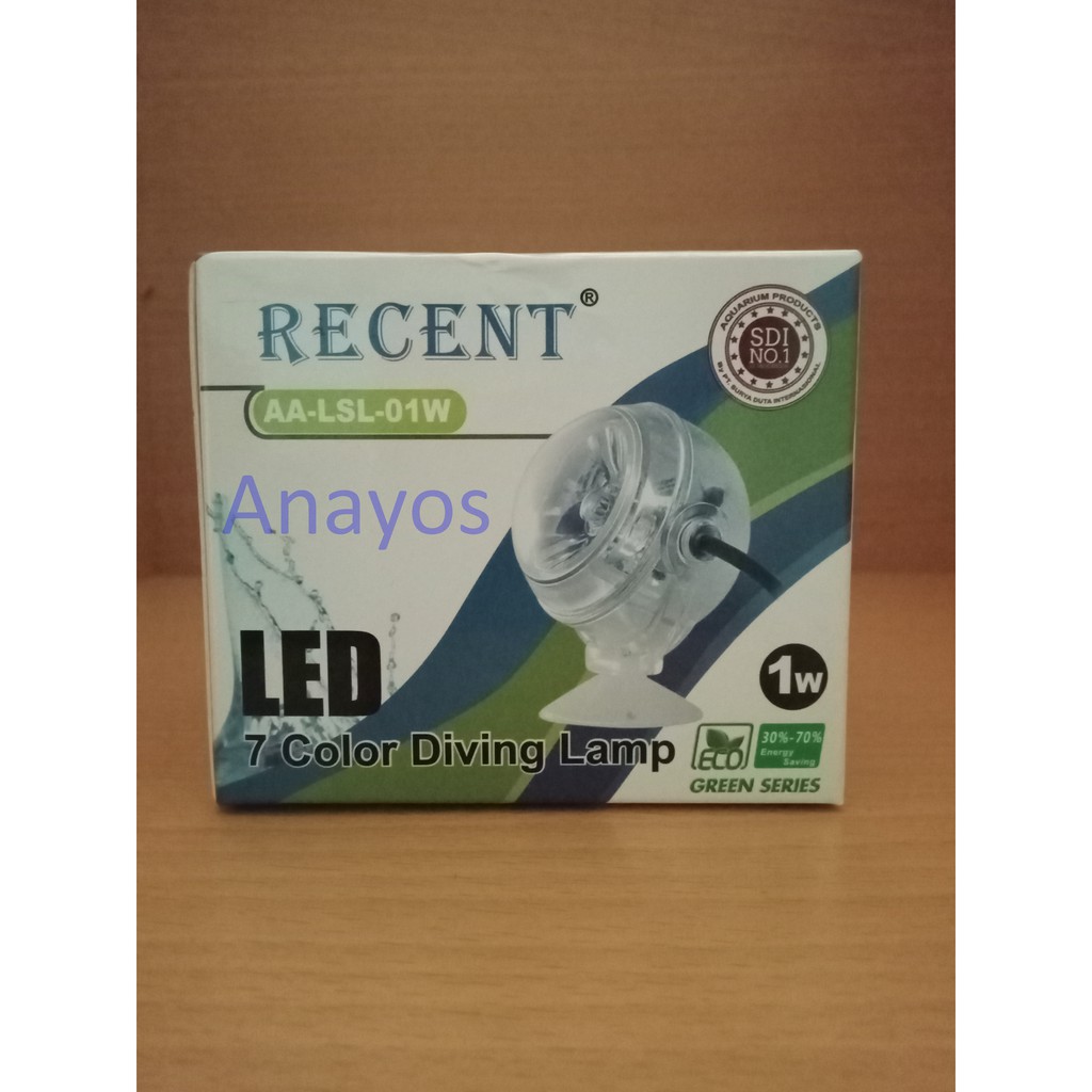 Lampu Sorot Tembak Bulat LED Celup AA-LSL-01W RECENT Aquarium
