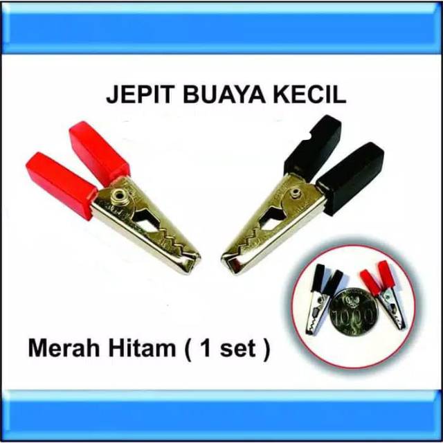 Sepasang Capit Buaya Klip Tebal Pegangan Kotak Merah Hitam