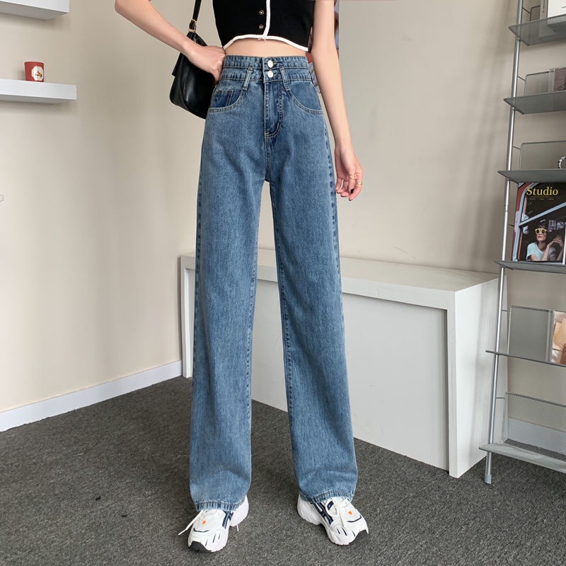 New Korean Style High Waist Murah Longgar Celana Jeans Panjang Wanita Import