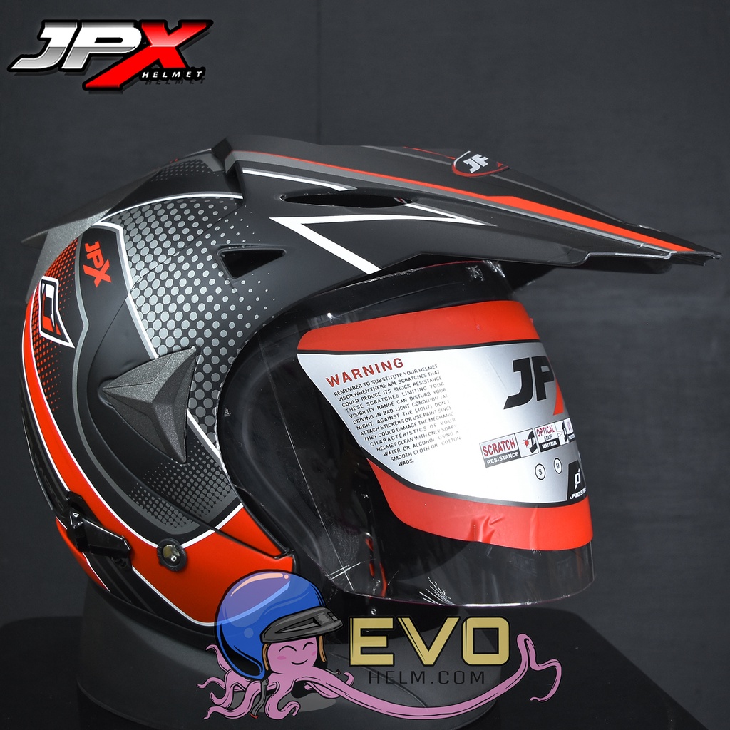 HELM JPX SUPERMOTO ADVANCE - BLACK DOFF/RED ORIGINAL HELM JPX SEMICROSS MOTIF JPX HALFFACE