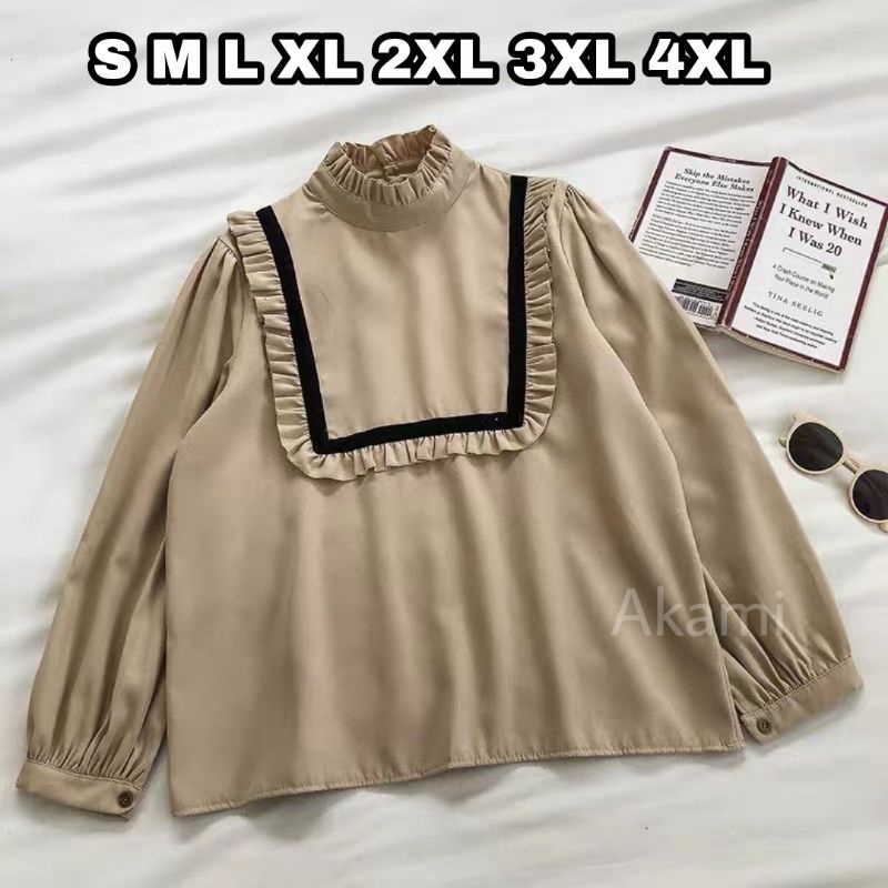 Akami Blouse Big Size Ukuran Size S M L XL 2XL 3XL 4XL XXL XXXL  XXXXL 2L 3L 4L 5L  Atasan Blouse Wanita Jumbo Atasan Big Size Kemeja Kerja Korea Over Size