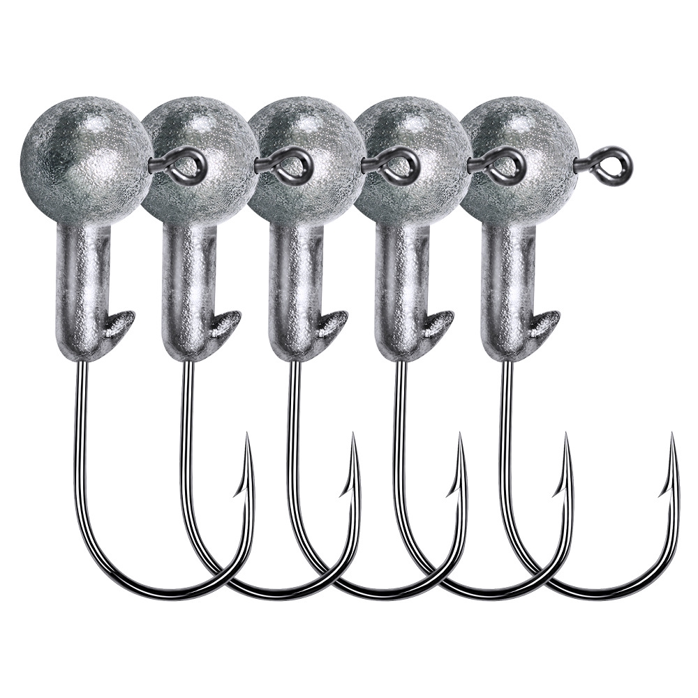 Shengyao 1Pc Jig Kail Umpan Pancing For Soft Bait Bentuk Cacing Warna Silver Fishing Hook