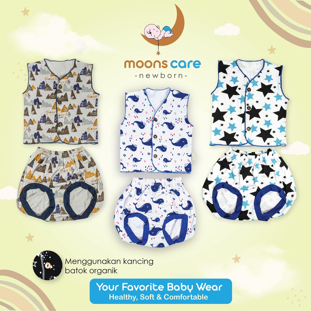 NB MOONS STELAN KUTUNG PREMIUM BABYMOON STELAN BAJU BARU LAHIR NEWBORN BAJU BAYI BAJU PANJANG KUTUN