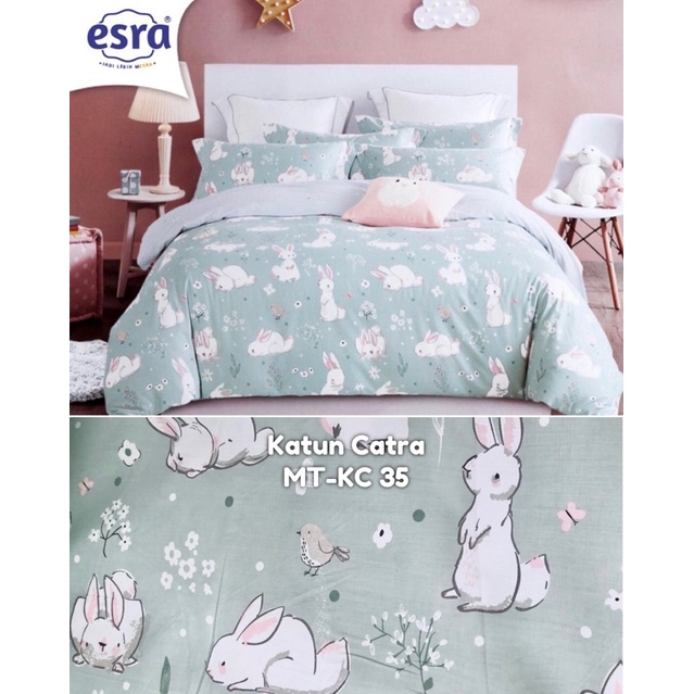 LAST PIECE KAIN SALE : 1,43 METER kain sprei meteran katun lokal catra esra snow rabbit tosca kelinc
