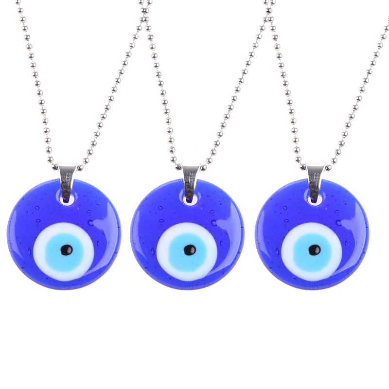 Siy Biru Turkish Alloy Rantai Perak Untuk Evil Eye Kalung Beruntung Untuk Perlindungan Neckl