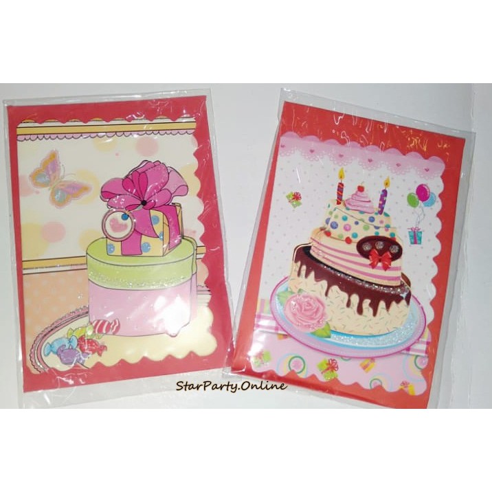 Kartu Ucapan Birthday Per 2pcs /Kartu Ucapan Kado Ultah