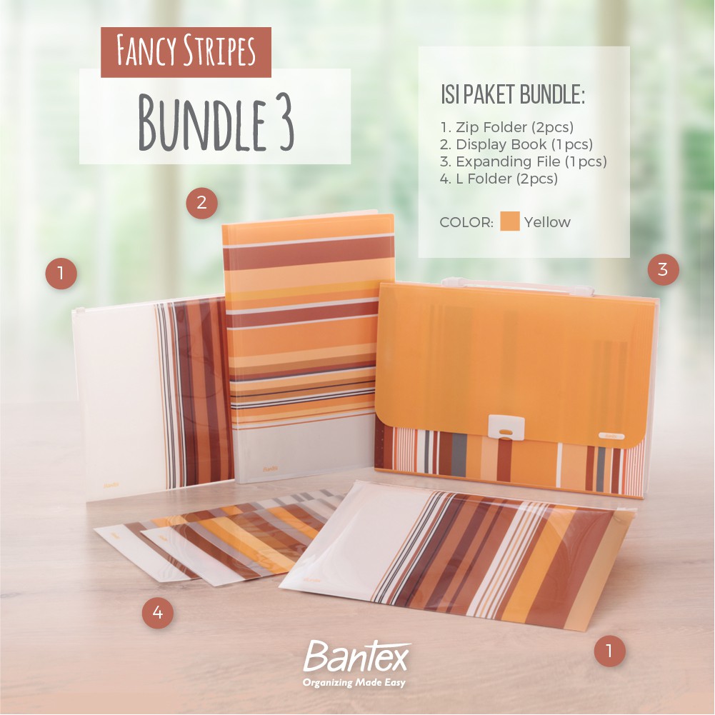 

[Zada] Bantex Fancy Stripes Yellow Bundle 3