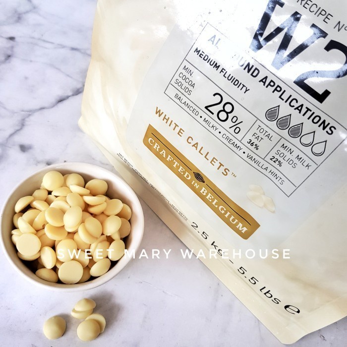 

CALLEBAUT W2 WHITE 500GR CHOCOLATE COUVERTURE 28% COKLAT PUTIH COIN