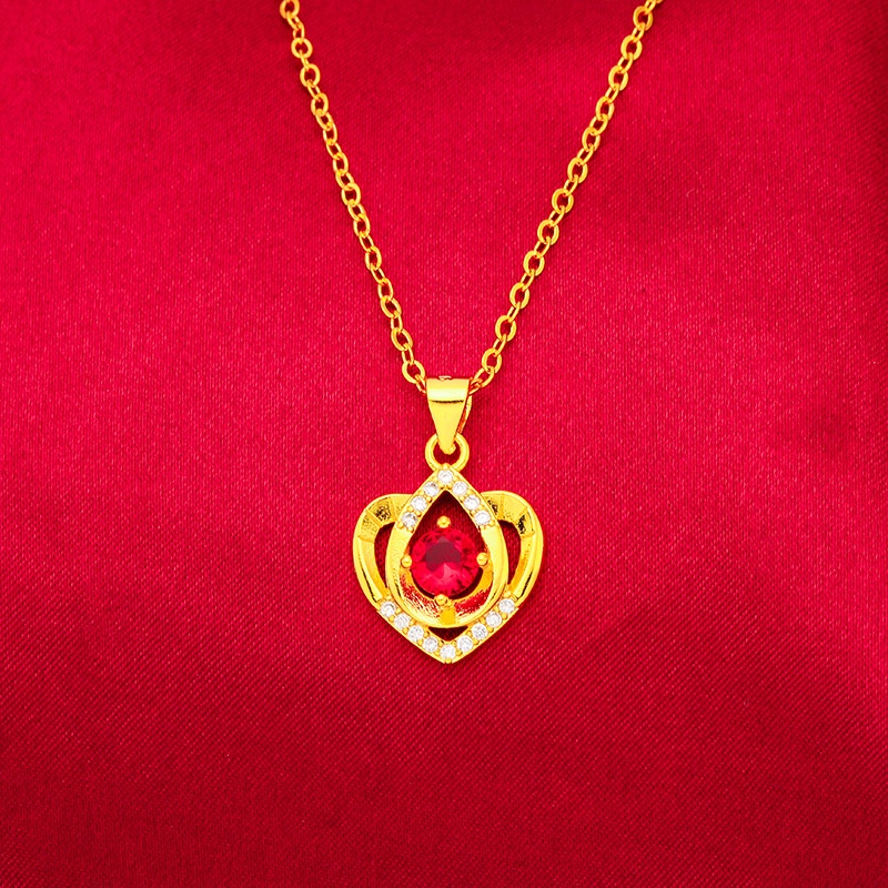 Perhiasan Aksesoris Lapis Emas Emas Asli Kadar 375 Aksen Ruby Emerald Sapphire Berlian Gaya Korea