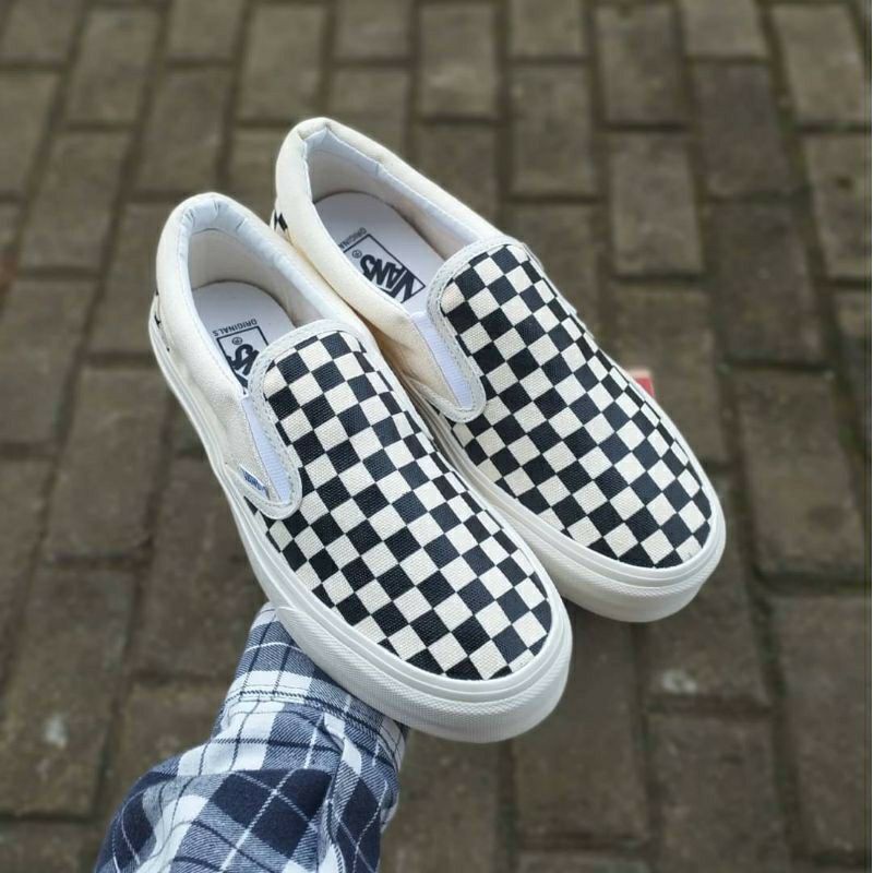 BERKUALITAS!! SEPATU VANS SLIP ON CHECKER BOARD PREMIUM