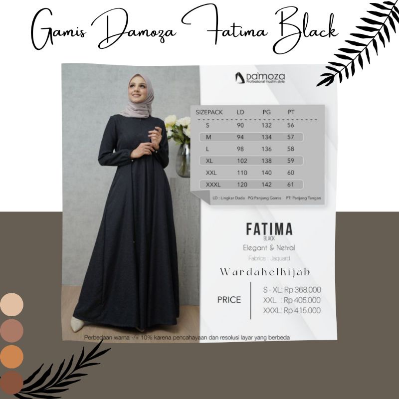 GAMIS DAMOZA FATIMA BLACK TERBARU 2022