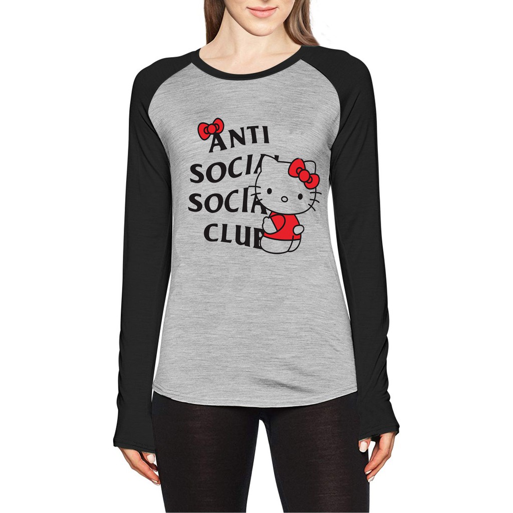 Kaos Raglan Gambar Anti Social| Lengan Panjang | Ukuran M - L - XL -XXL