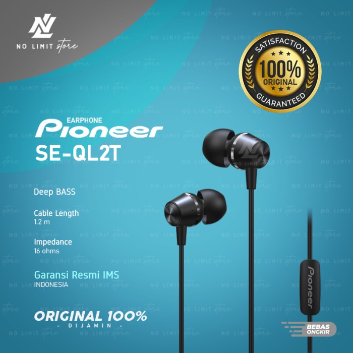 Pioneer SE-QL2T Earphone Extra Bass - Hitam