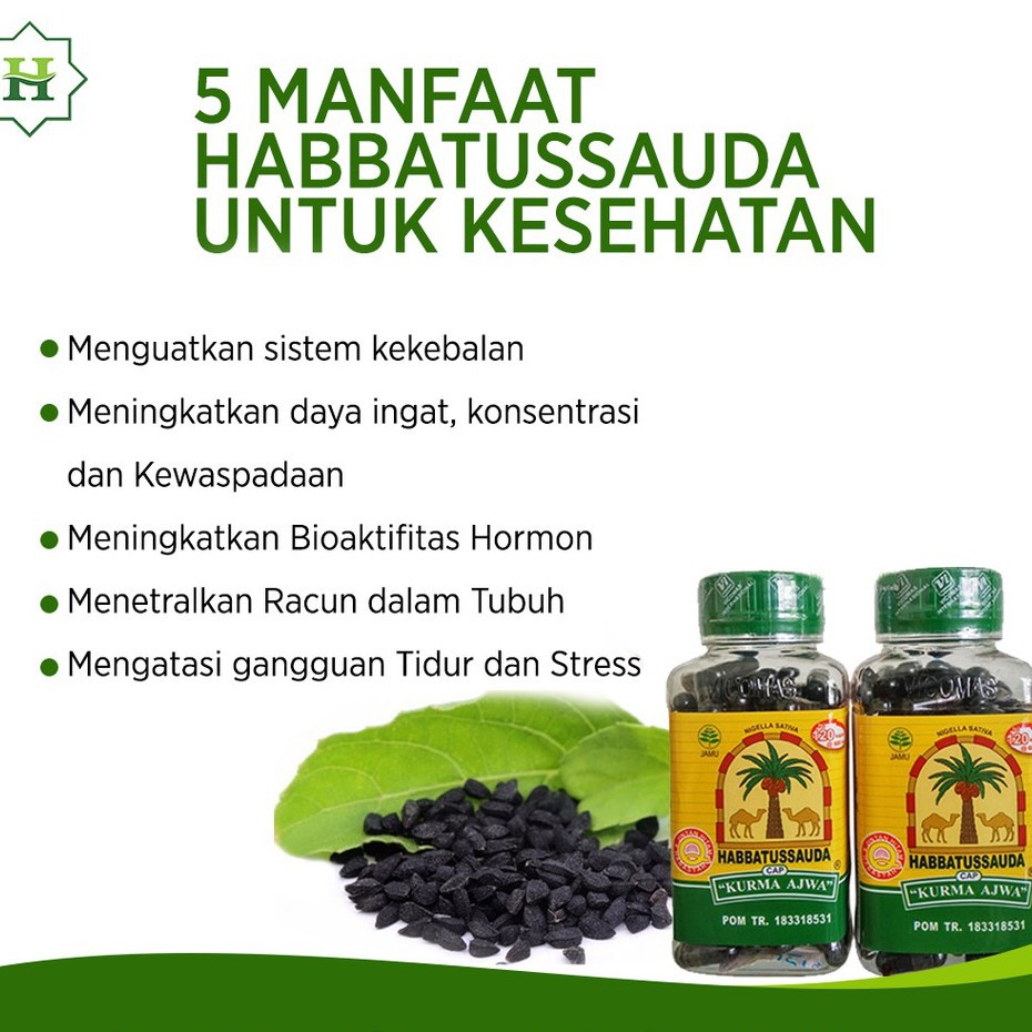 Best Price!! Habbatussauda Cap Kurma Ajwa [Gratis Bubble] Suplemen Kesehatan Tubuh