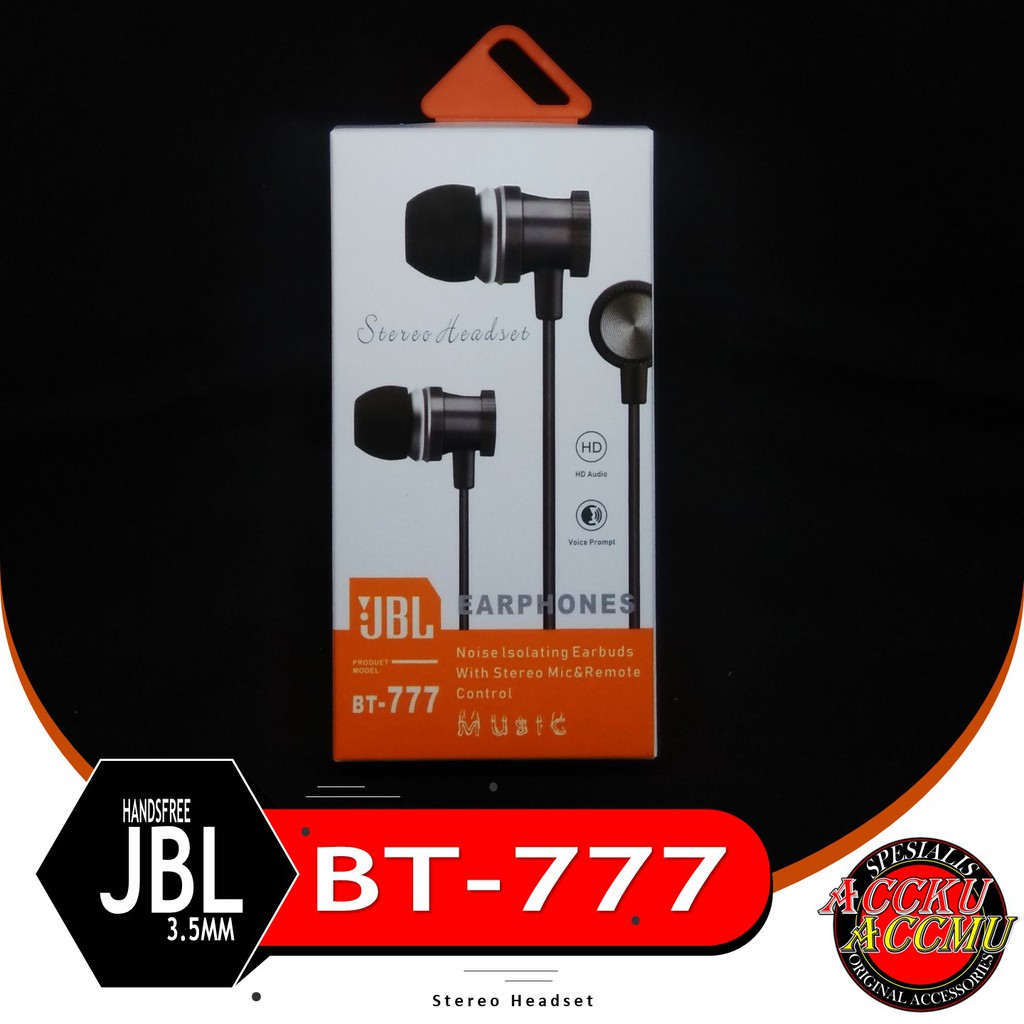 HANDSFREE MURAH MERK JBL BT-777 EARPHONE HEADSET UNIVERSAL 3.5mm HEADSET JBL