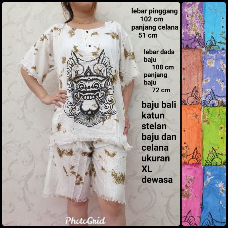 baju Bali stelan XL baju dan celana barong katun dewasa