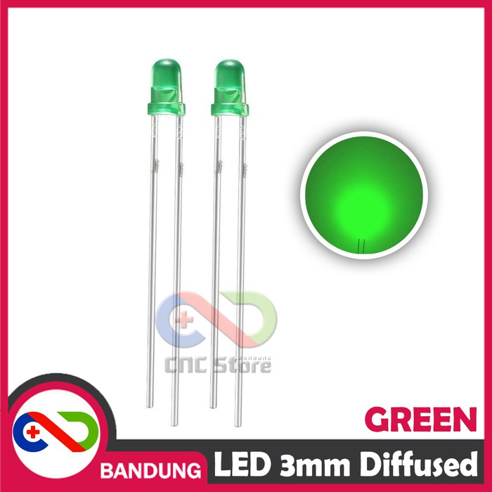 10PCS LED 3MM F3 SUPER BRIGHT GREEN HIJAU DIFFUSED