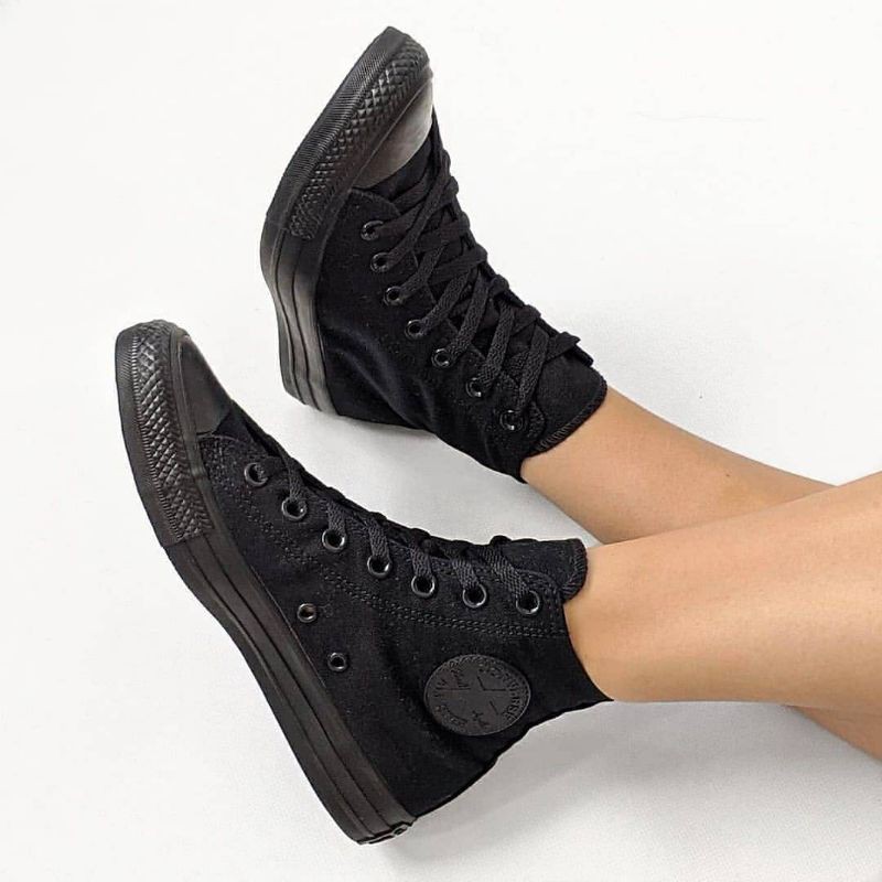 SEPATU CONVERSE PREMIUM IMPORT VIETNAM FULLBLACK HITAM POLOS SEKOLAH KERJA KULIAH OSPREK TRANING