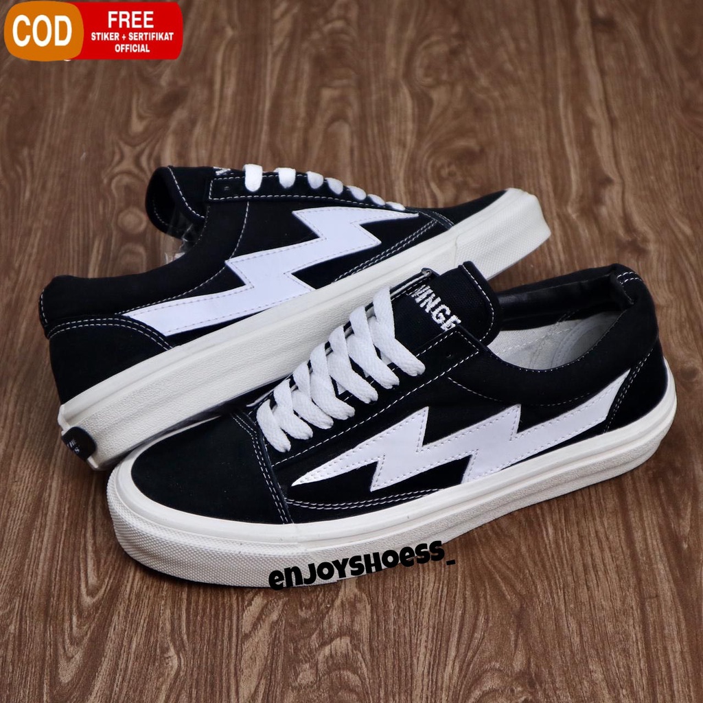 SEPATU REVENGE X STORM BLACK WHITE OLDSKOOL MADE IN CHINA-2